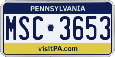 PA license plate MSC3653