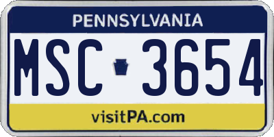 PA license plate MSC3654