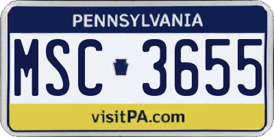 PA license plate MSC3655