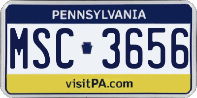 PA license plate MSC3656