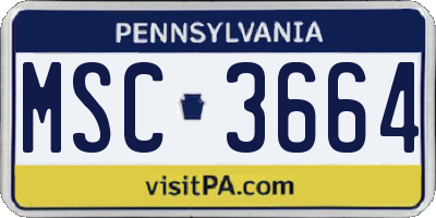 PA license plate MSC3664