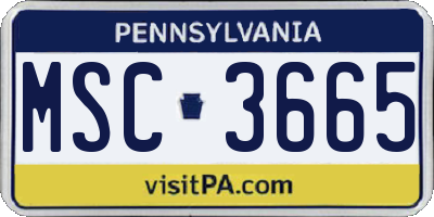 PA license plate MSC3665