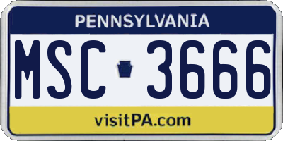 PA license plate MSC3666
