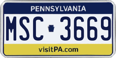 PA license plate MSC3669