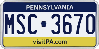 PA license plate MSC3670