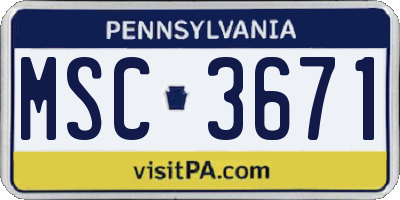 PA license plate MSC3671