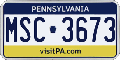 PA license plate MSC3673