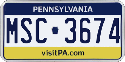 PA license plate MSC3674