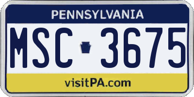 PA license plate MSC3675