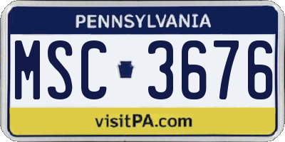 PA license plate MSC3676