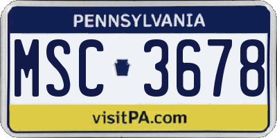 PA license plate MSC3678