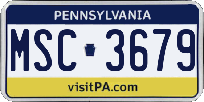 PA license plate MSC3679