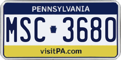 PA license plate MSC3680