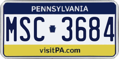 PA license plate MSC3684