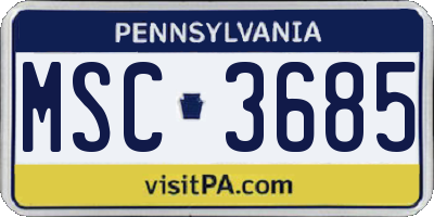 PA license plate MSC3685