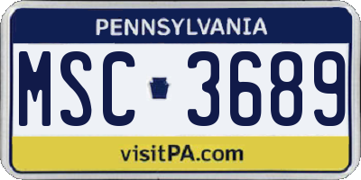 PA license plate MSC3689