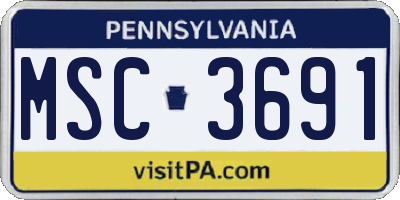 PA license plate MSC3691