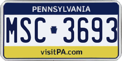PA license plate MSC3693