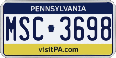 PA license plate MSC3698