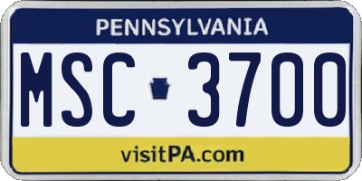 PA license plate MSC3700