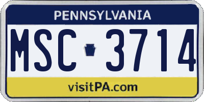 PA license plate MSC3714