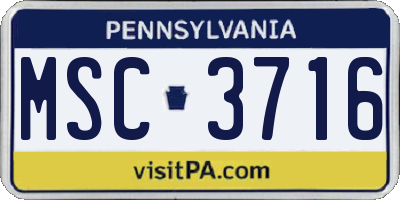 PA license plate MSC3716