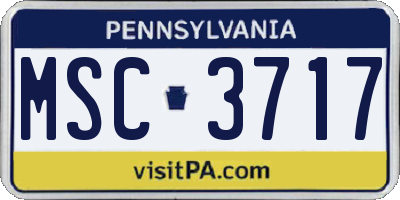 PA license plate MSC3717