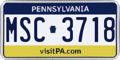 PA license plate MSC3718