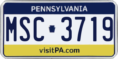 PA license plate MSC3719