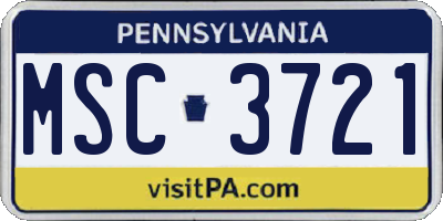 PA license plate MSC3721