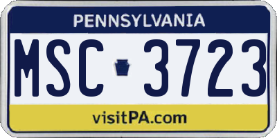 PA license plate MSC3723