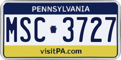 PA license plate MSC3727