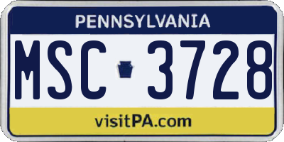 PA license plate MSC3728