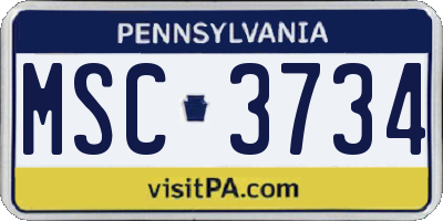 PA license plate MSC3734