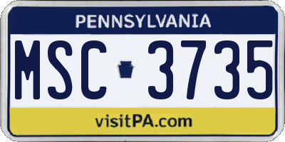 PA license plate MSC3735