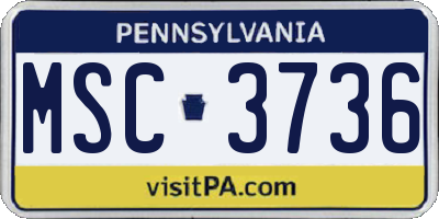 PA license plate MSC3736
