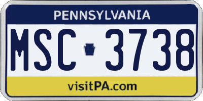 PA license plate MSC3738