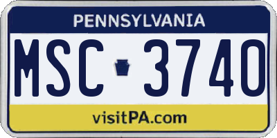 PA license plate MSC3740