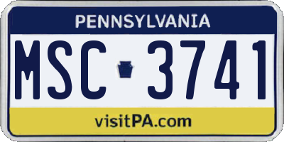 PA license plate MSC3741