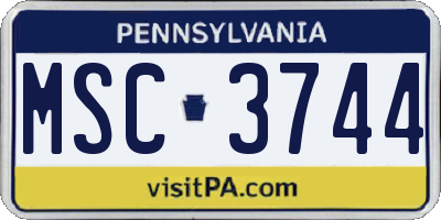 PA license plate MSC3744