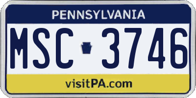 PA license plate MSC3746