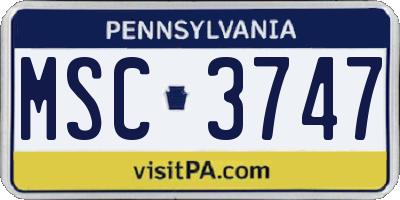 PA license plate MSC3747