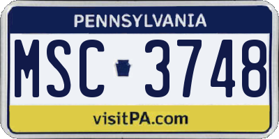 PA license plate MSC3748