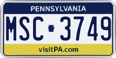 PA license plate MSC3749