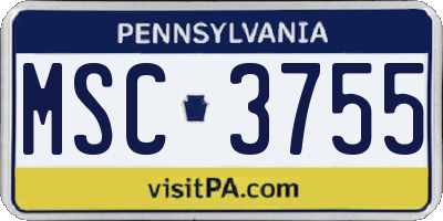 PA license plate MSC3755