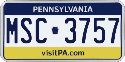 PA license plate MSC3757