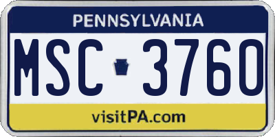 PA license plate MSC3760
