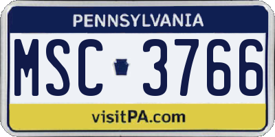 PA license plate MSC3766