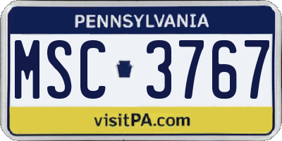 PA license plate MSC3767