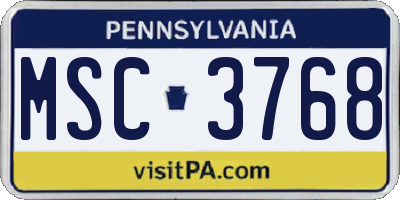 PA license plate MSC3768